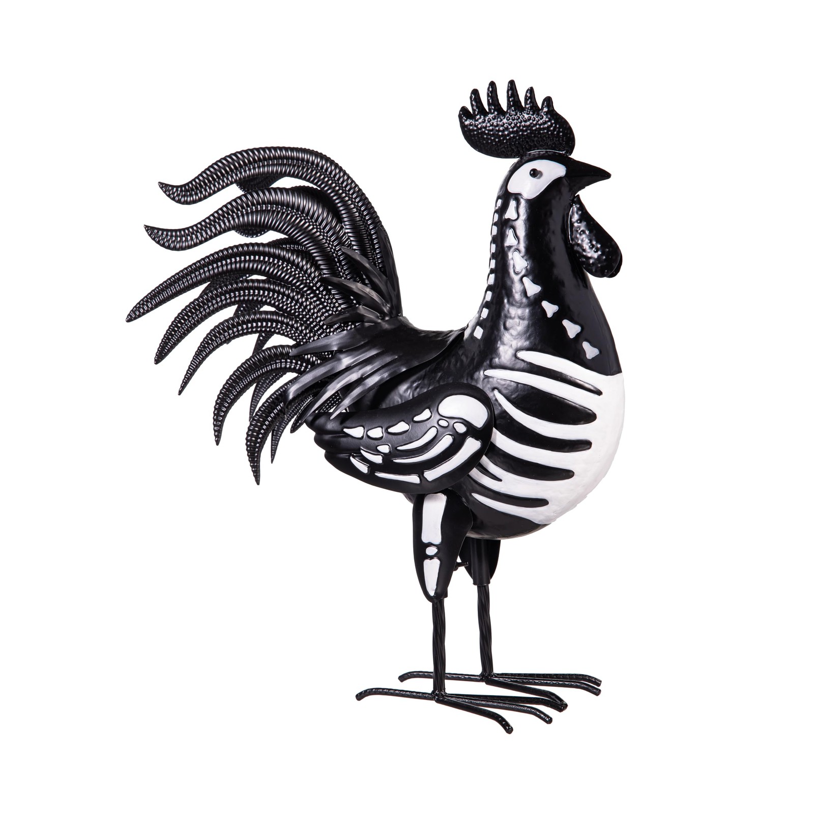 Evergreen Garden 19″ Skeleton Rooster Metal Animal Statue | Indoor and Outdoor S
