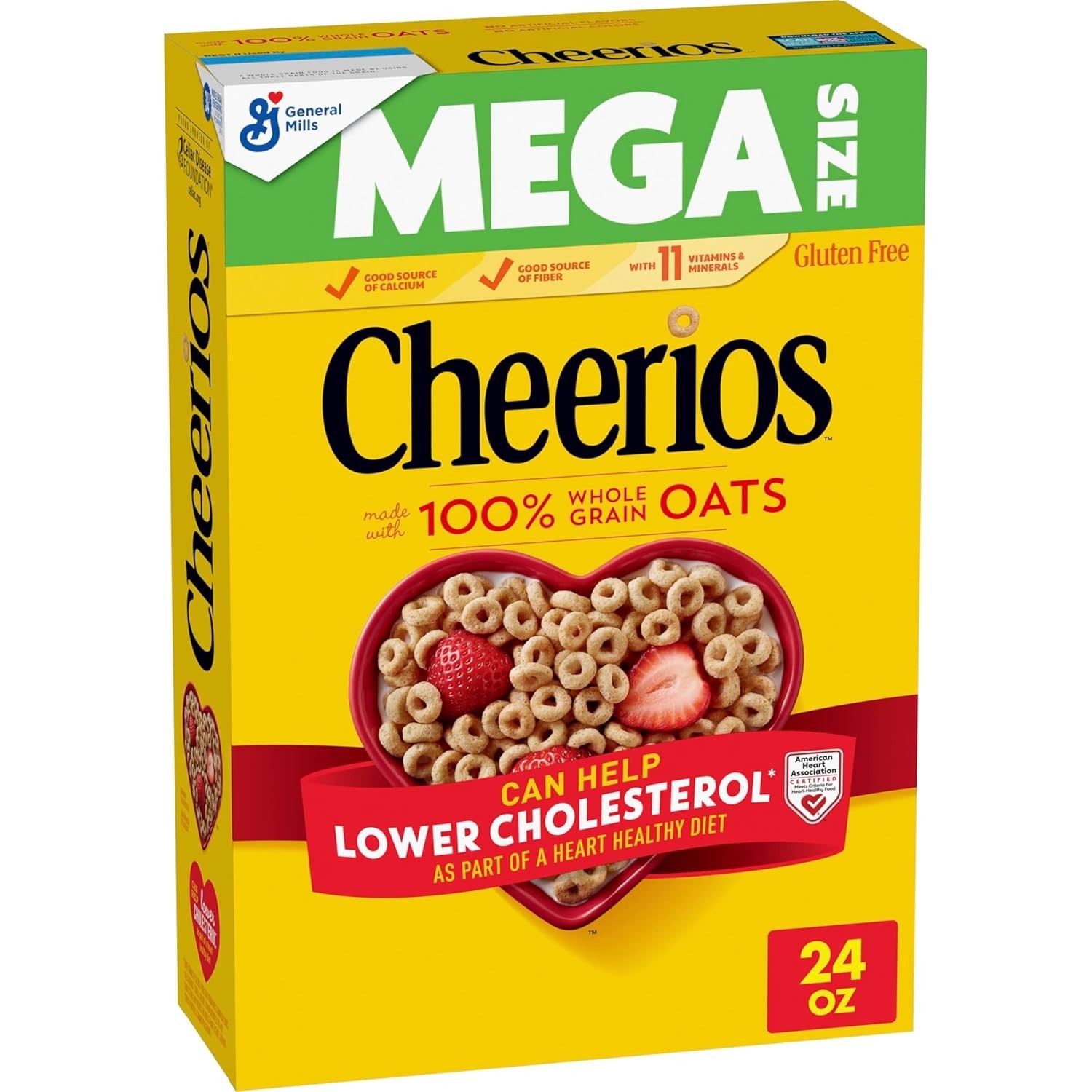 Cheerios Heart Healthy Gluten Free breakfast cereal Mega Size 24 oz….