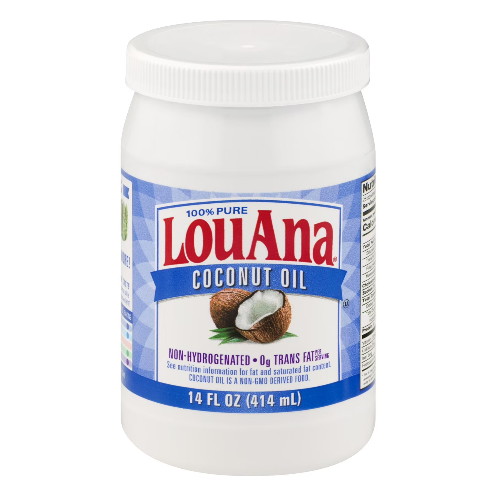 LouAna 100% Pure Coconut Oil, 14 fl oz organic Non-GMO Non-Hydrogenated Zero fat