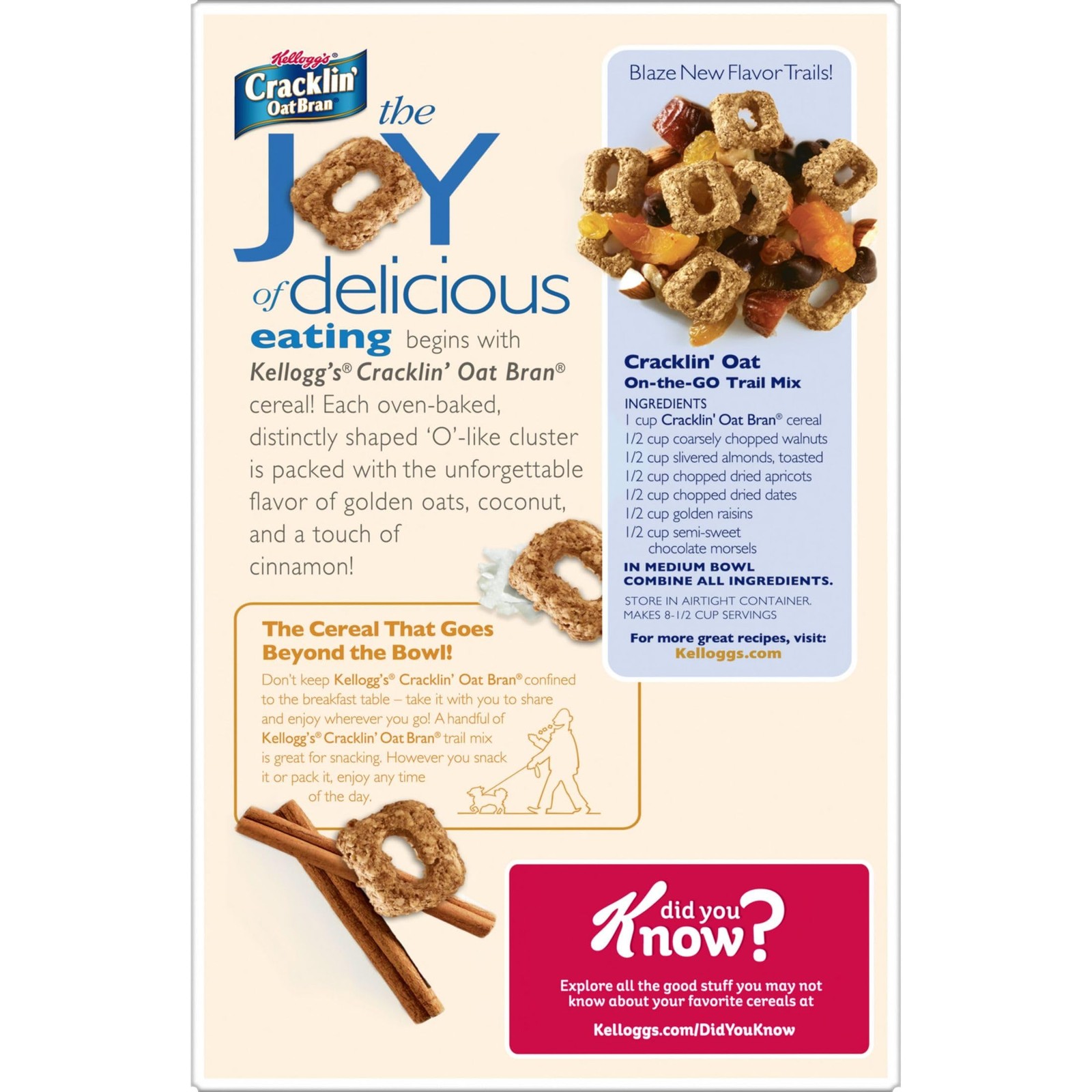 Kellogg’s Cracklin’ Oat Bran Cereal Fiber Family Size 3 Boxes