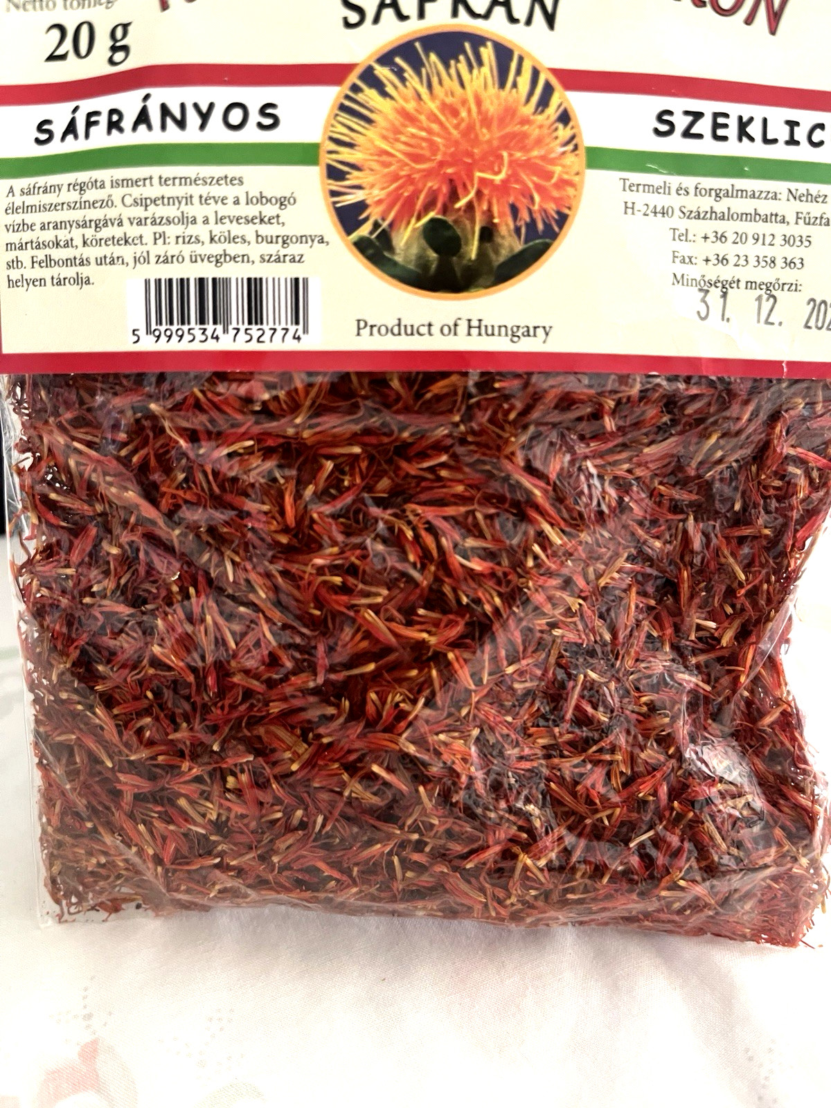 Hungarian Red Saffron 20 grams New in the Package- Hungary