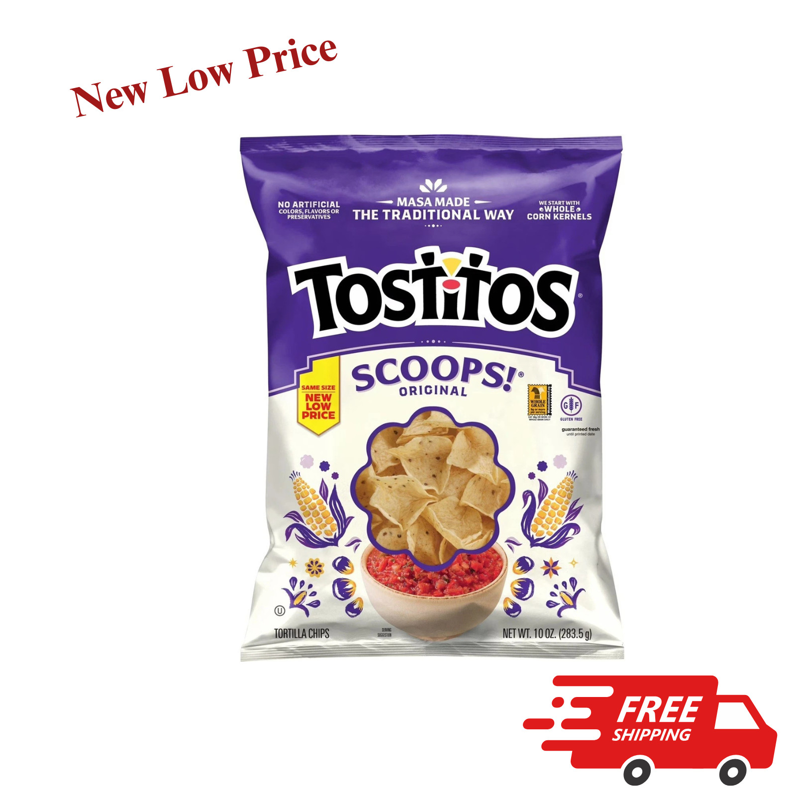 Tostitos Tortilla Chips SCOOPS! ORIGINAL No Artificial Masa Made 10oz (1 Bag)***