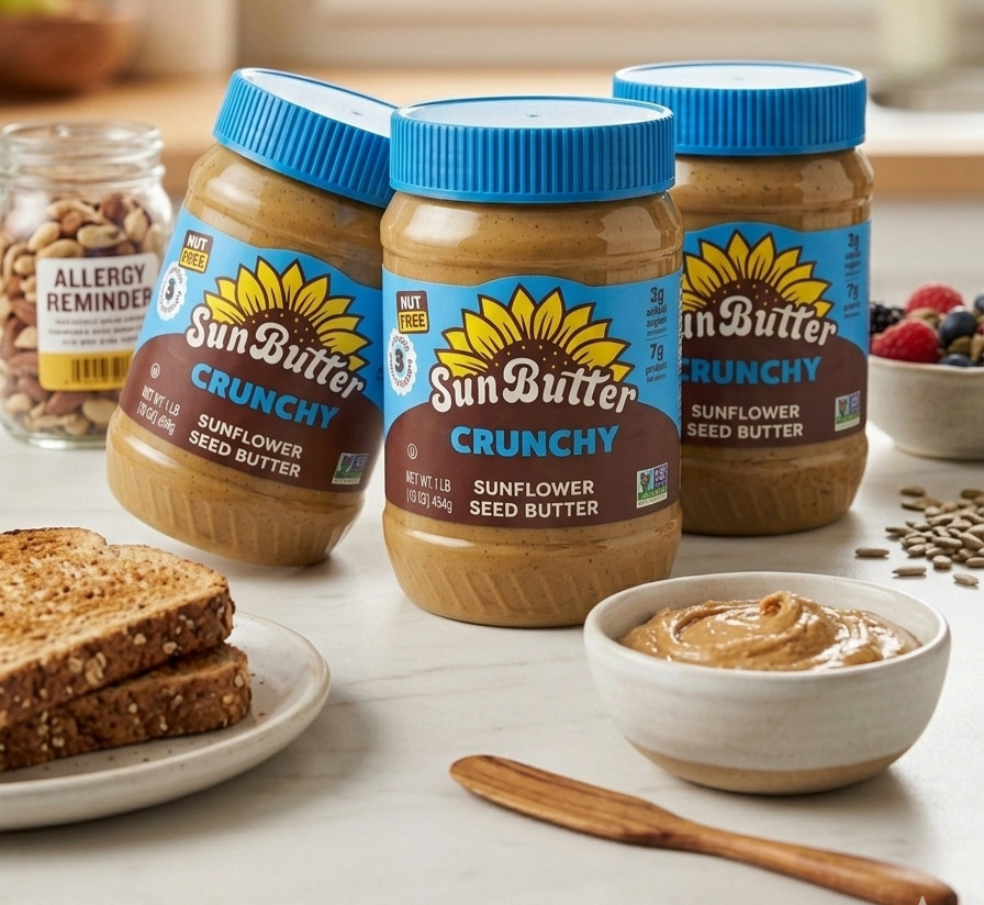 (3) SunButter Crunch Sunflower Seed Butter, Nut-Free, Vegan, Non-GMO, 16 oz