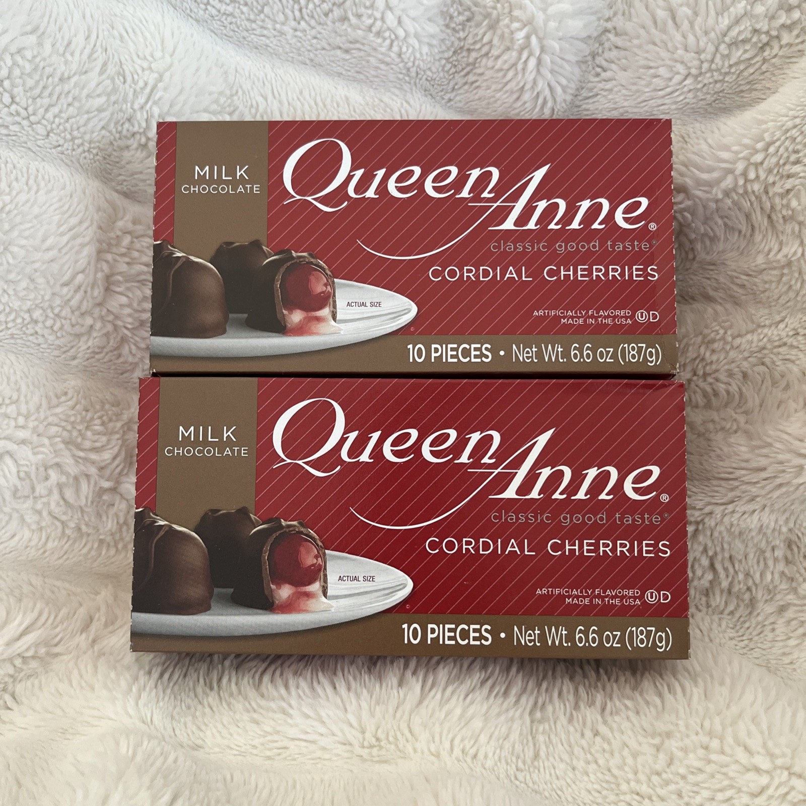 2 Boxes Queen Anne Milk Chocolate Covered Cordial Cherries Candy-20 Pieces