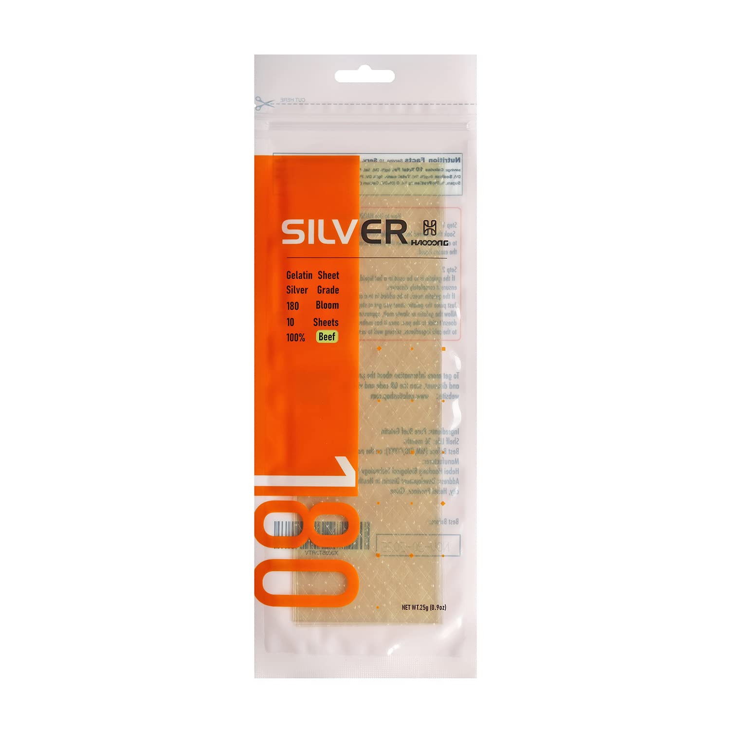 Silver Gelatin Sheets – 180 Bloom Beef Leaf Gelatin for Baking and Cooking, Dess