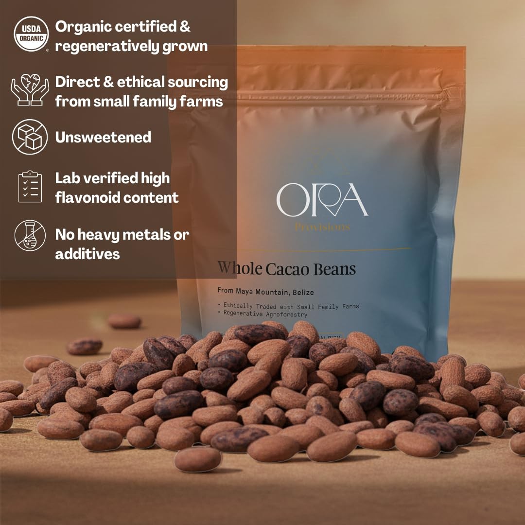 ORA Whole Cacao Beans, 10oz – Organic 10 ounces