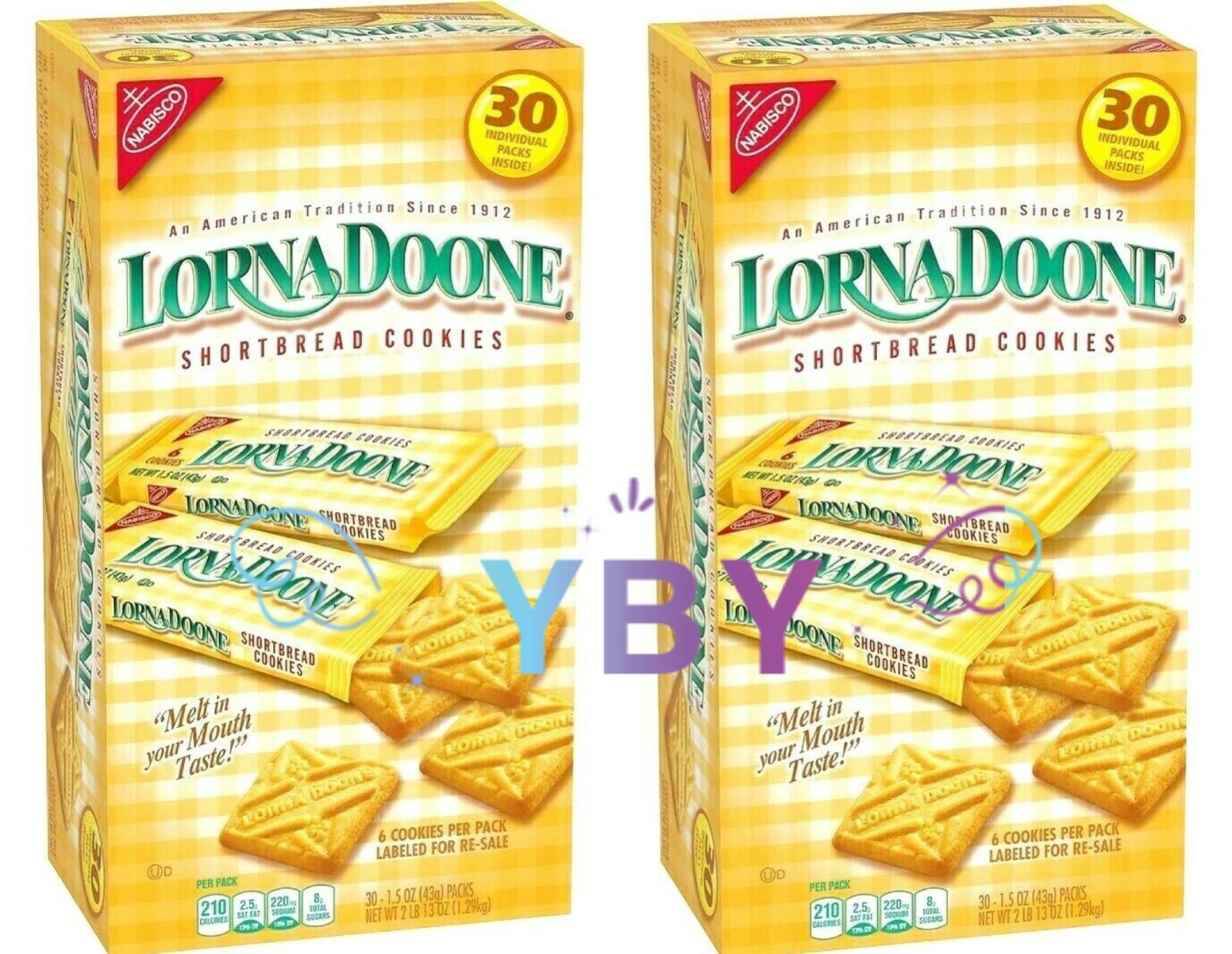 2 Packs Lorna Doone Shortbread Cookies (6 per pk., 30 pk.) 45 oz Each Pack