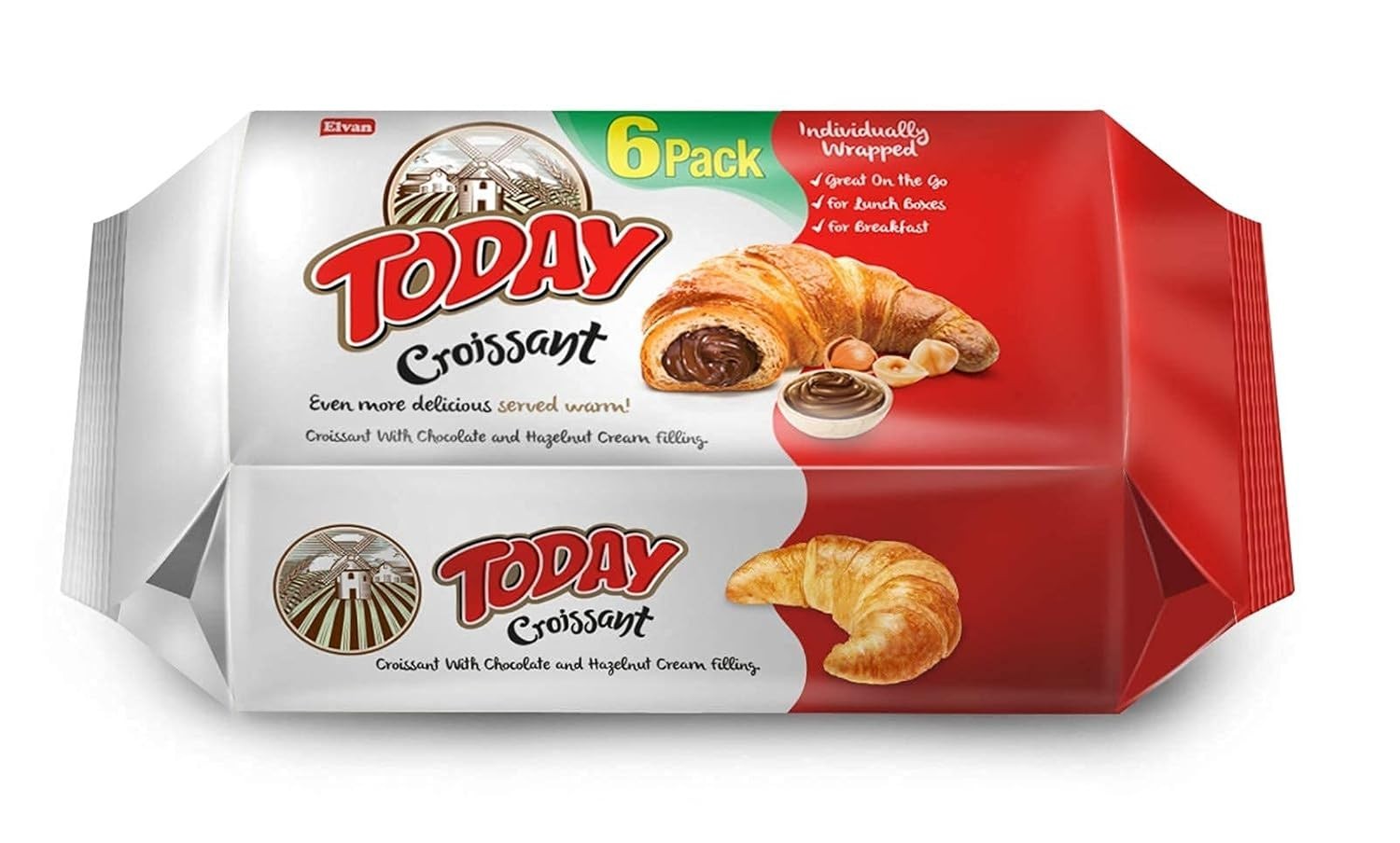 Soft and Rich Croissants with Hazelnut Filling | 6 Individually Wrapped Packs