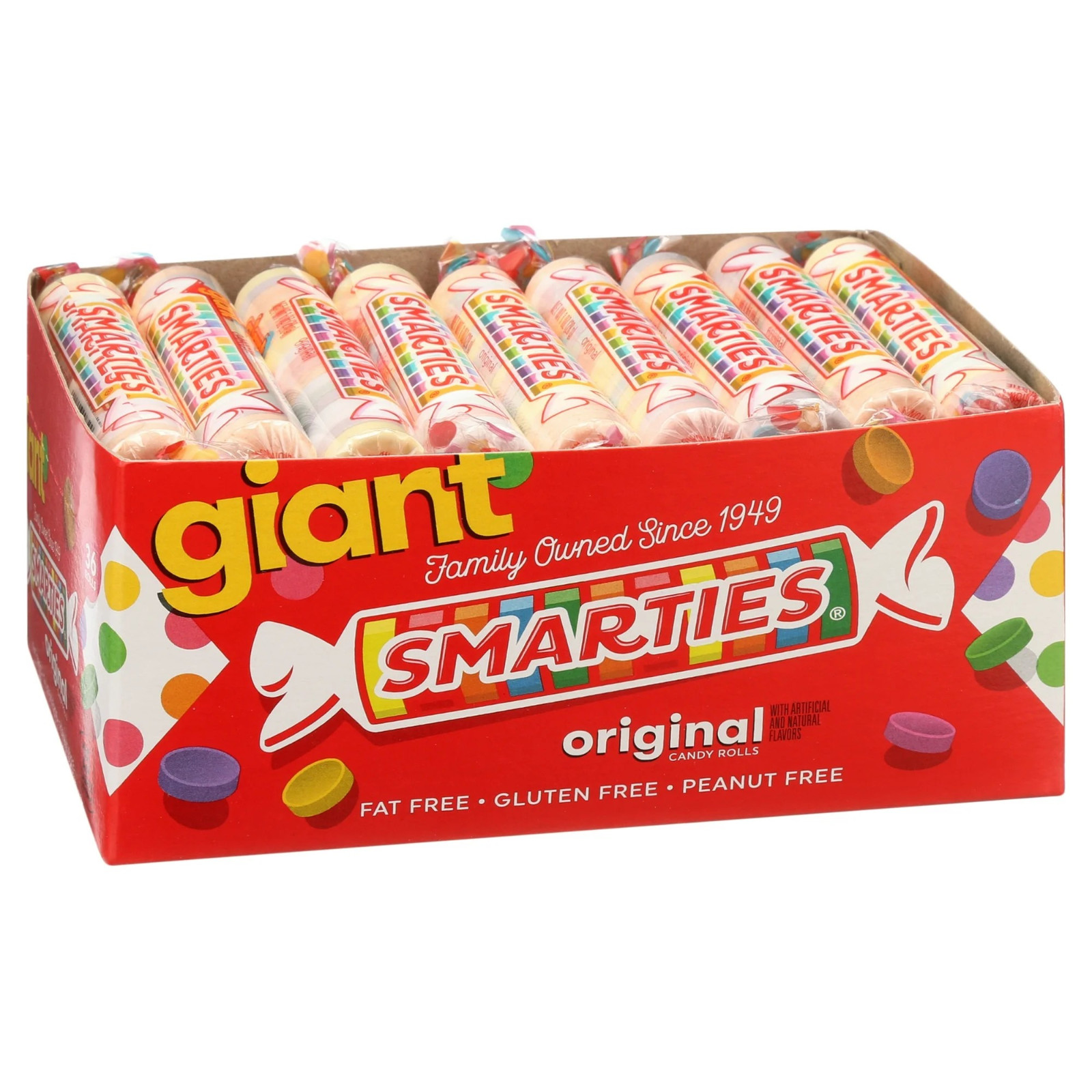 Smarties Candy Rolls, Giant, 36 Count Allergen Free new