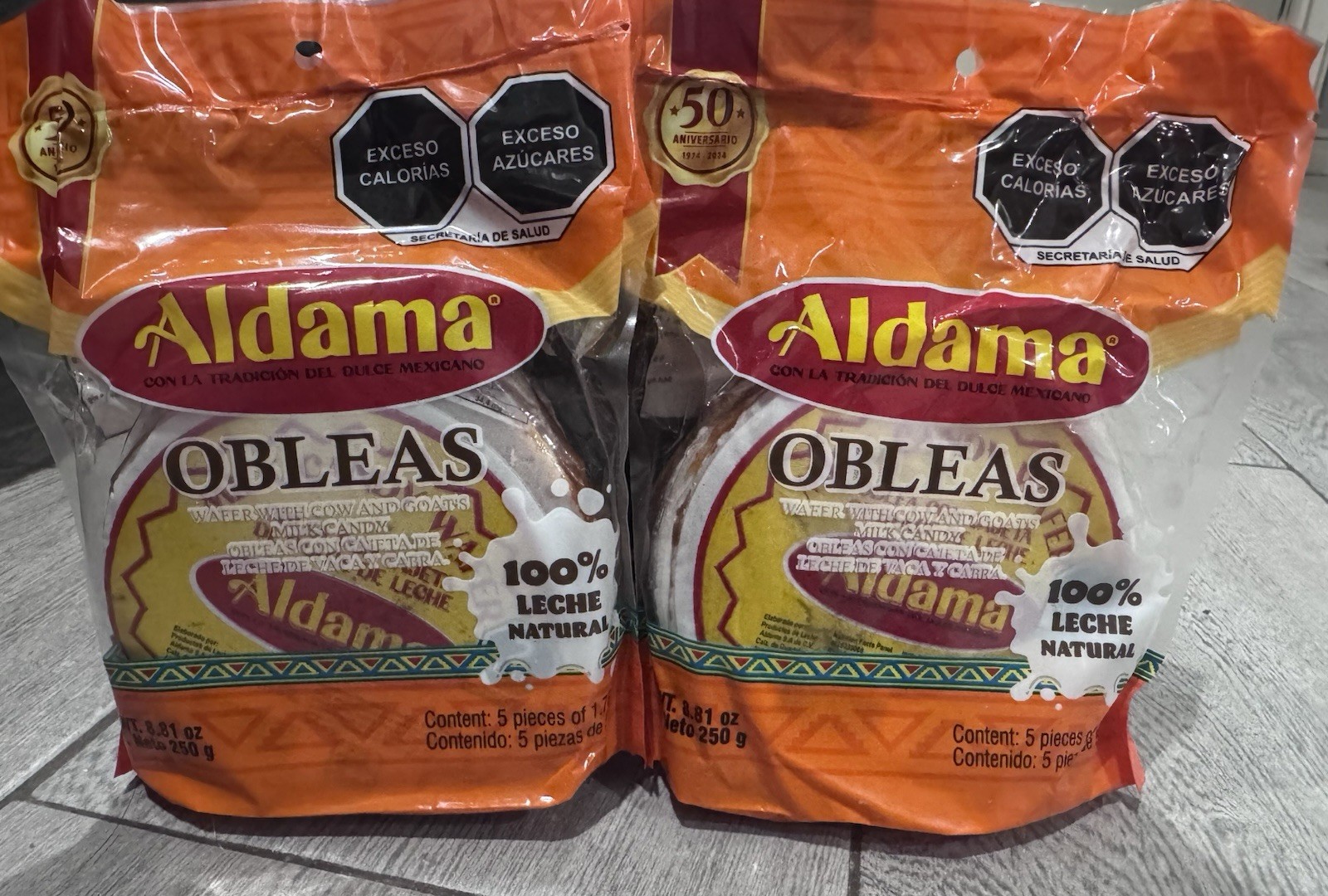 Obleas Con Cajeta Aldama Mexican Wafer With Cow & Goats Milk Candy 5 Pieces