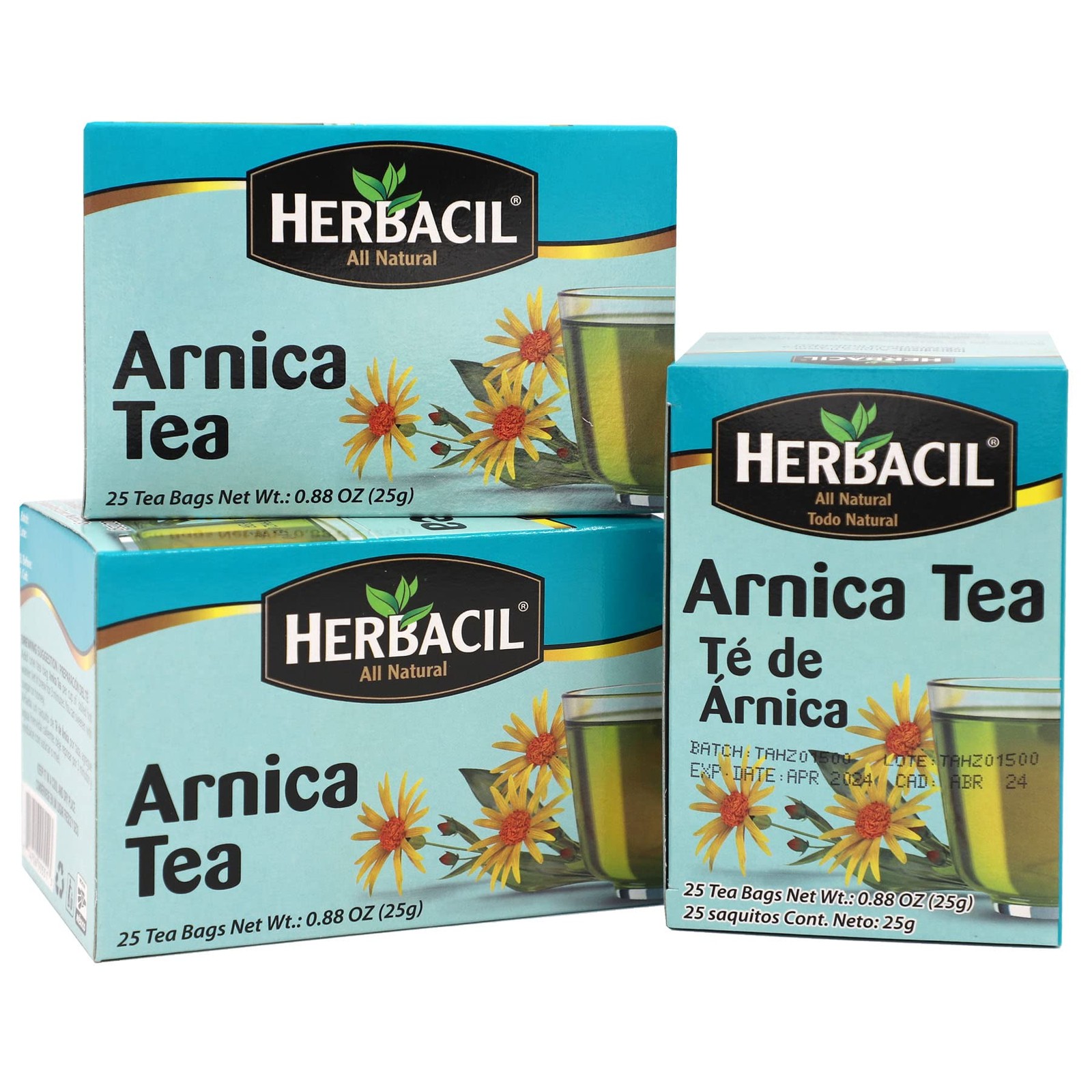 Herbacil Arnica Herbal Tea, Blend, Caffeine-Free, 25 Count (Pack of 3)