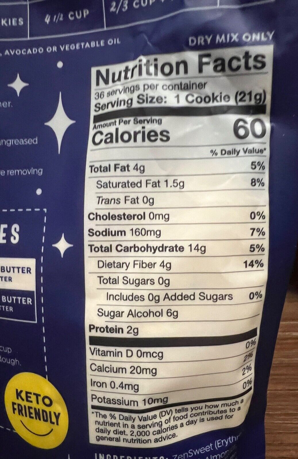 Keto Low Carb XXL Chocolate Chip Cookie Mix Sugar/Grain/GMO free 27 oz HUGE PAC