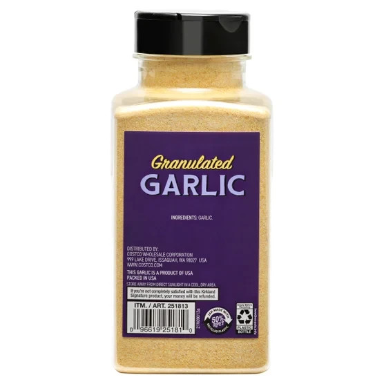 Kirkland Signature Granulated GARLIC California-grown Fresh Jumbo Size 18 oz