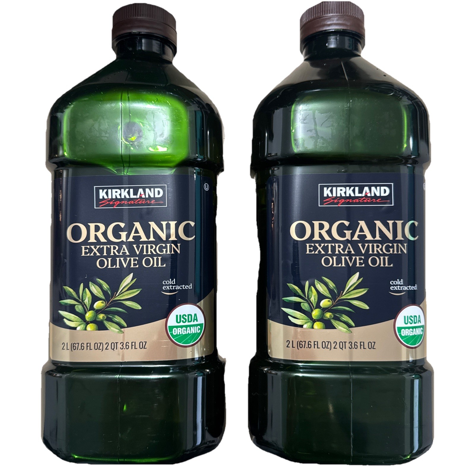 2 BOTTLES Kirkland Signature, Organic Extra Virgin Olive Oil, 68 fl oz /2 Liters