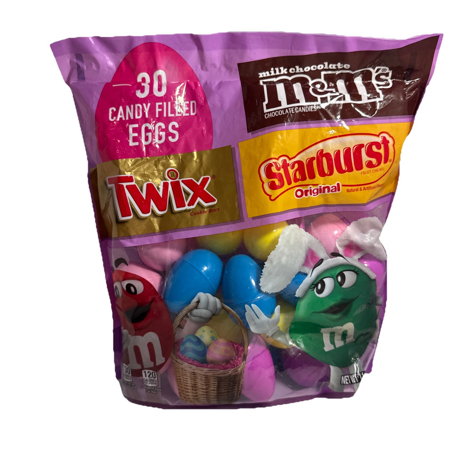 SHIPSN24HOURS-M&M’S, TWIX & STARBURST Easter Eggs Bag, 11.04 Oz, 30 Count
