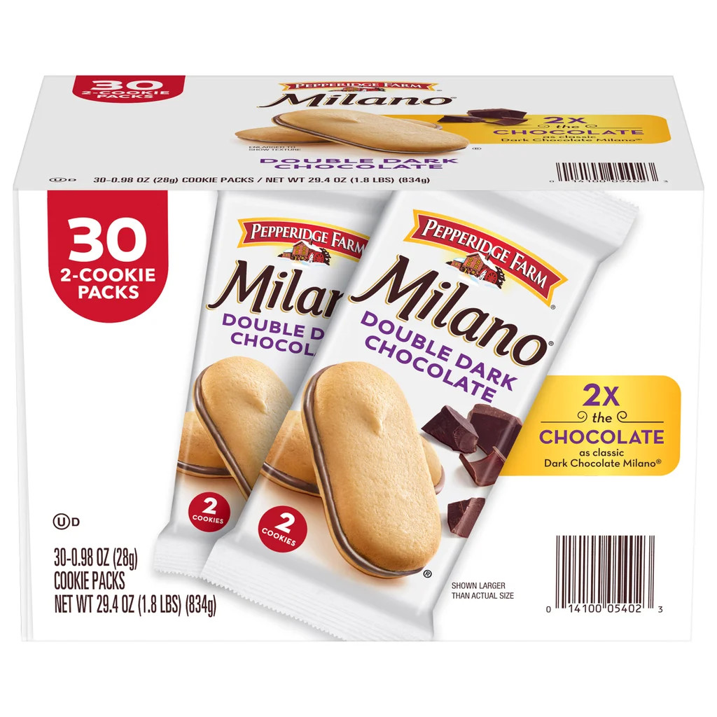 2-Pack Milano Cookies, Double Dark Chocolate, 0.98 oz, 30-count
