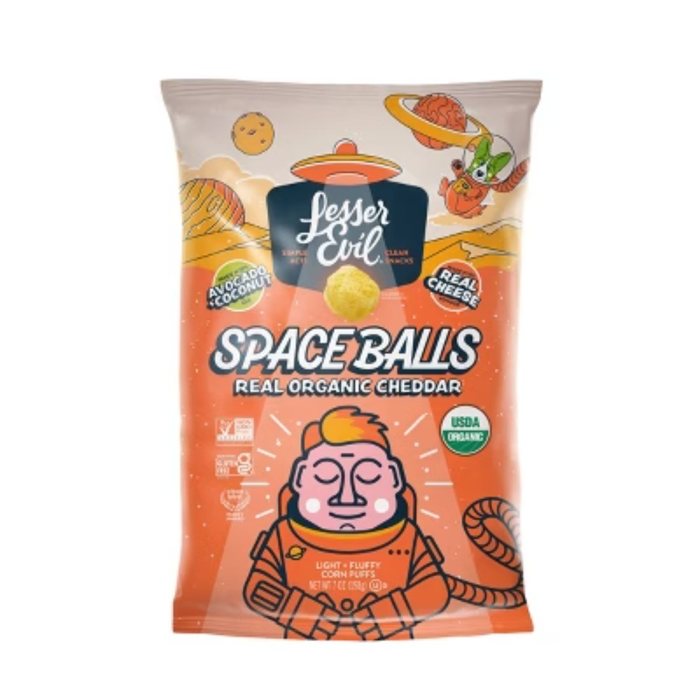 LesserEvil Real Organic Cheddar Spaceballs – 7oz