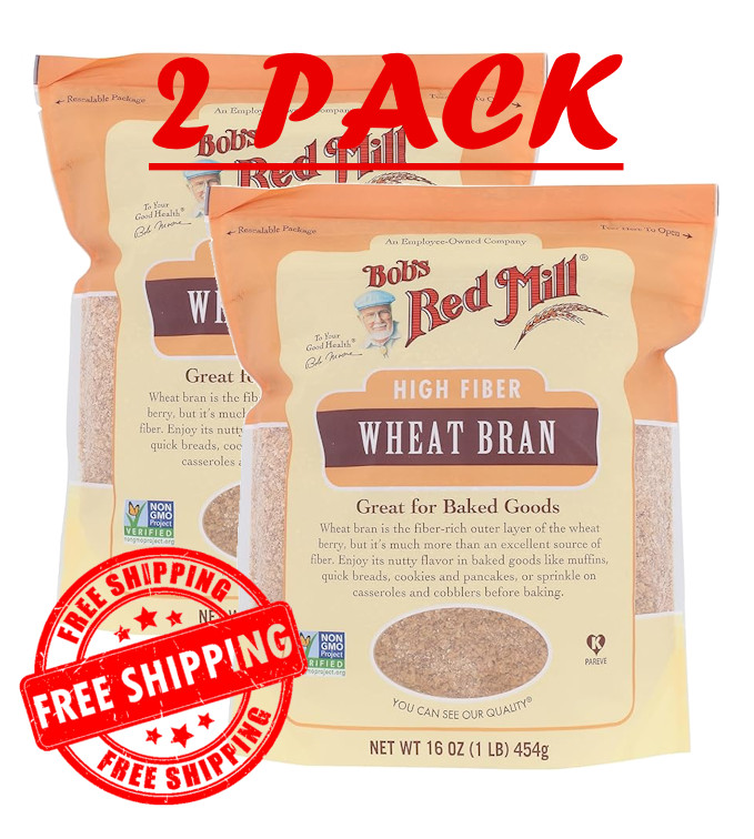 2 PACK BEST DEAL – Bob’s Red Mill Wheat Bran 16 oz (Total 32 oz) | EXP APR 2027