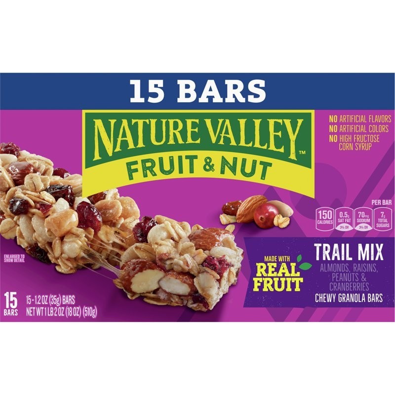Nature Valley Chewy Fruit and Nut Granola Bars, Trail Mix, 15 Count, 18 oz…
