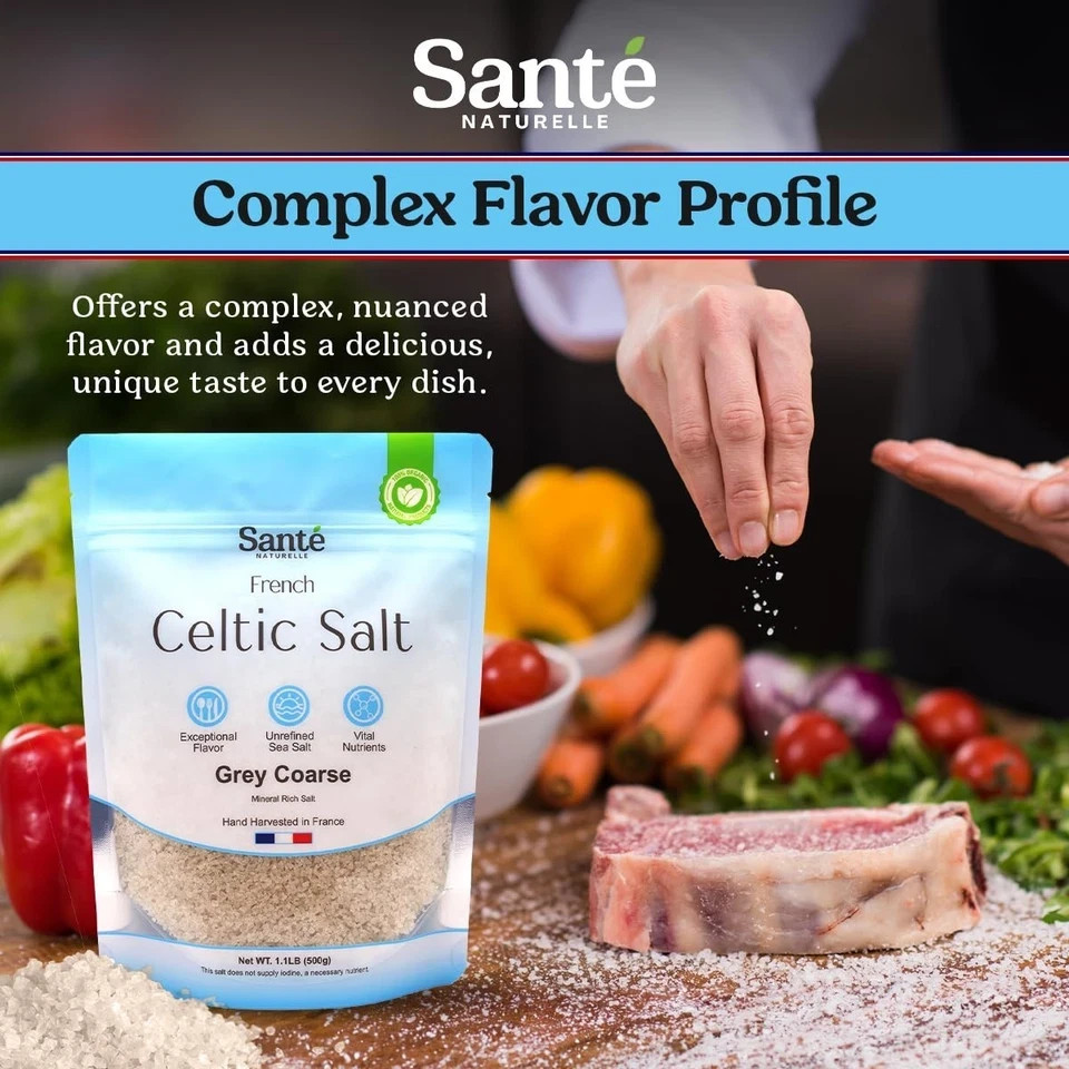 Sante Grey Coarse Sea Salt From the Celtic Sea – 1.1lb (18oz) Unrefined French S