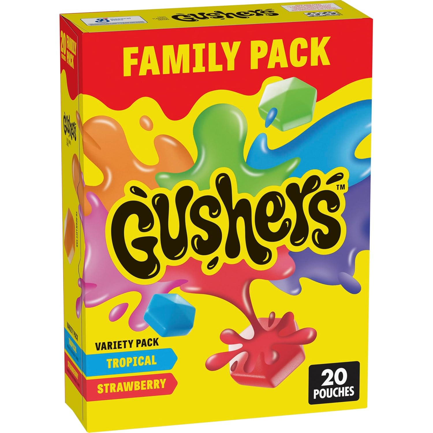 Gushers Fruit Flavored Snacks, Tropical and Strawberry Flavors, Family Pack, 20