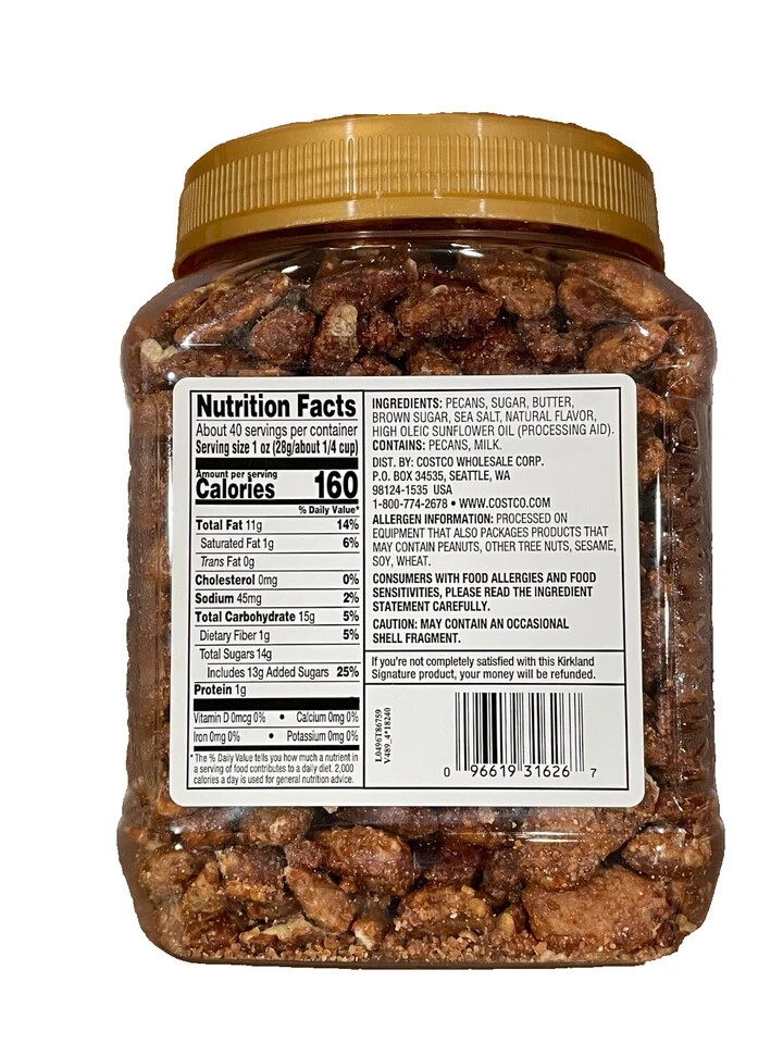 2-PACK Kirkland Signature Praline Pecans 2.5 Lb each pack, Total 5 Lbs