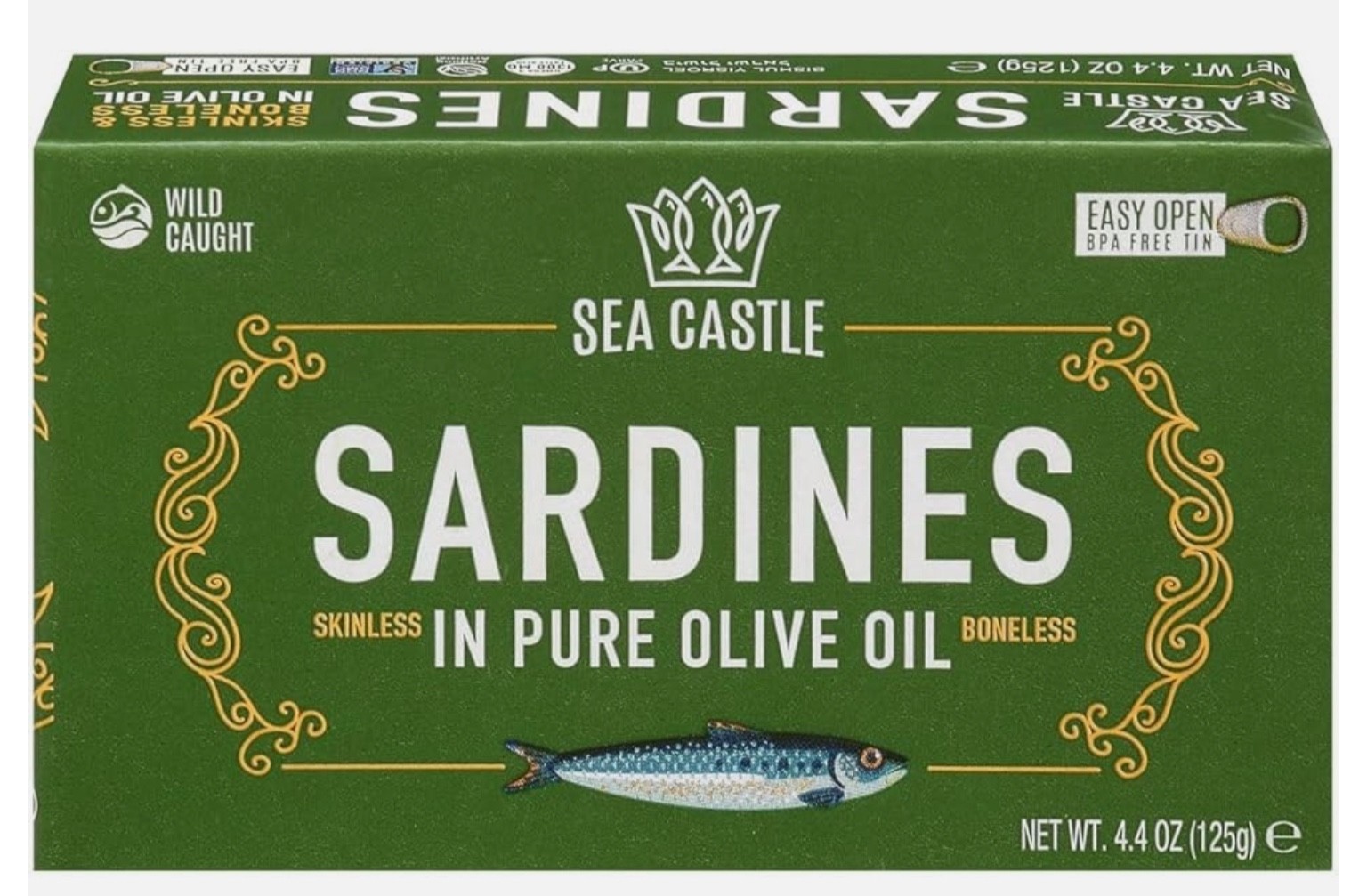 Sea Castle Skinless & Boneless Sardine in Olive Oil, 4.4 oz