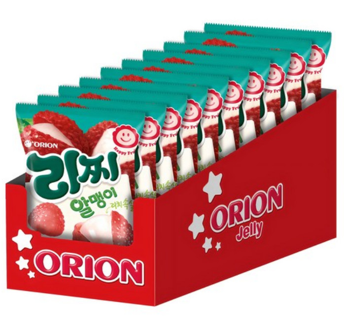 [Pack of 10] Orion Lychee Gummy Candy 67g Korean Fruit Chews Jelly Snack