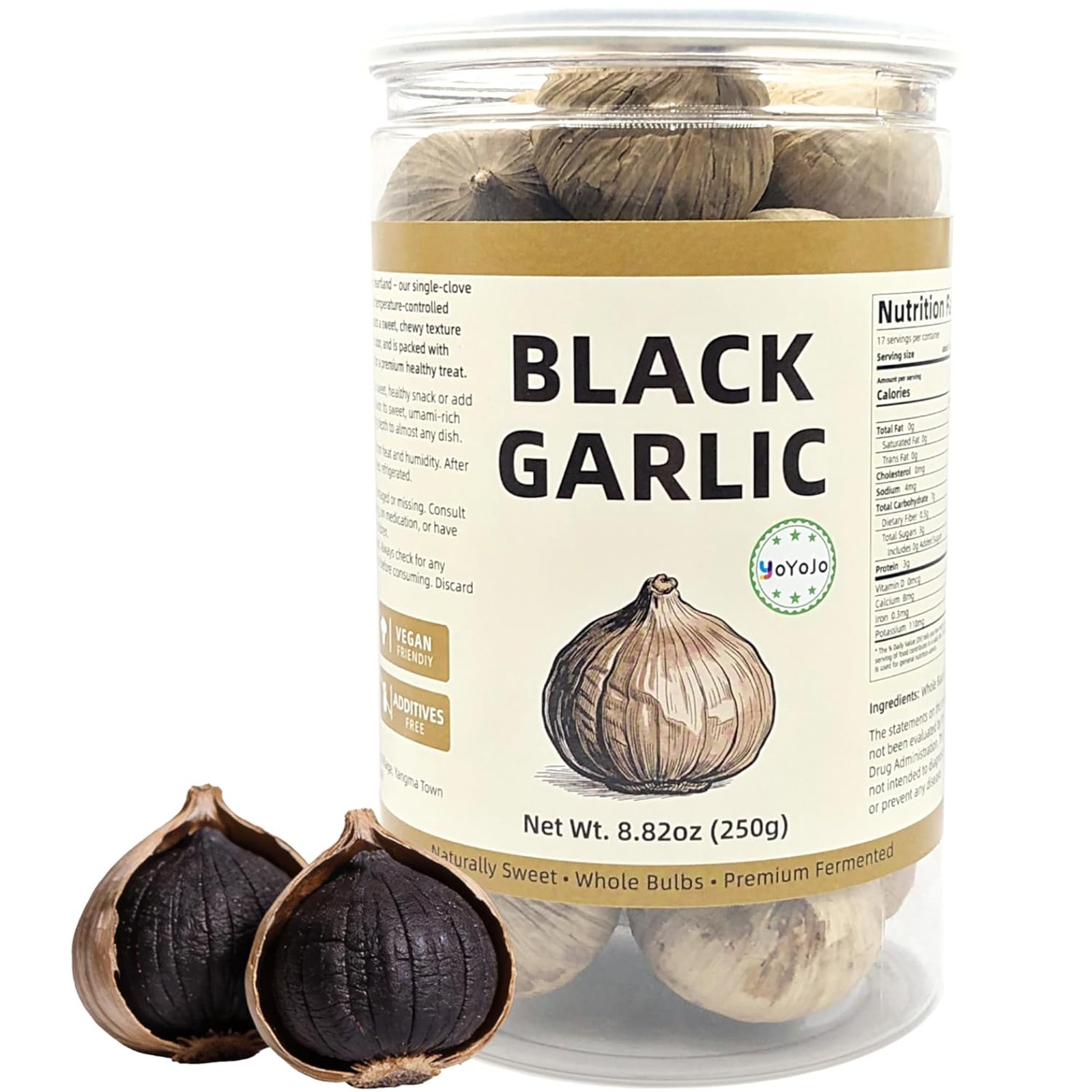 Black Garlic 8.82 Oz 250g Whole Fermented 90 Days Non-GMO High Antioxidants