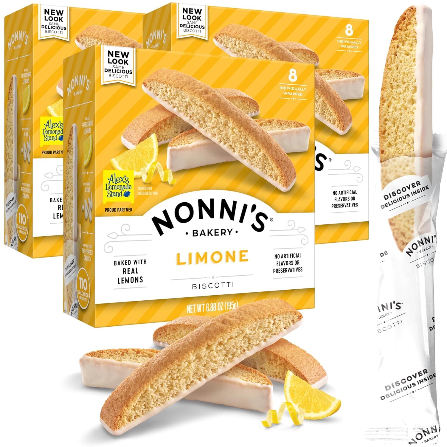 3 Pack – Nonni’s Bakery LIMONE Biscotti Baked With Real Lemons – 6.88 oz Box
