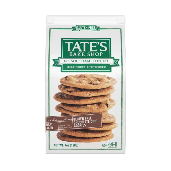 Tate’s Gluten Free Chocolate Chip Cookies, 7 oz, Crispy & Buttery