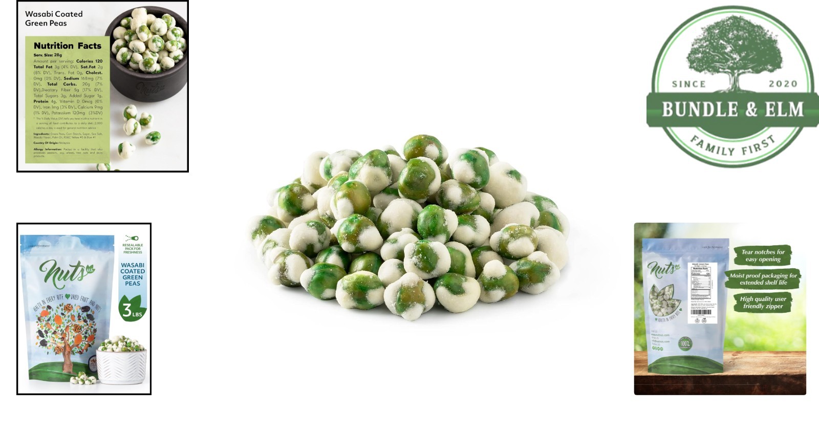 Resealable 3 LB Bag of Wasabi Coated Green Peas – Snack Option