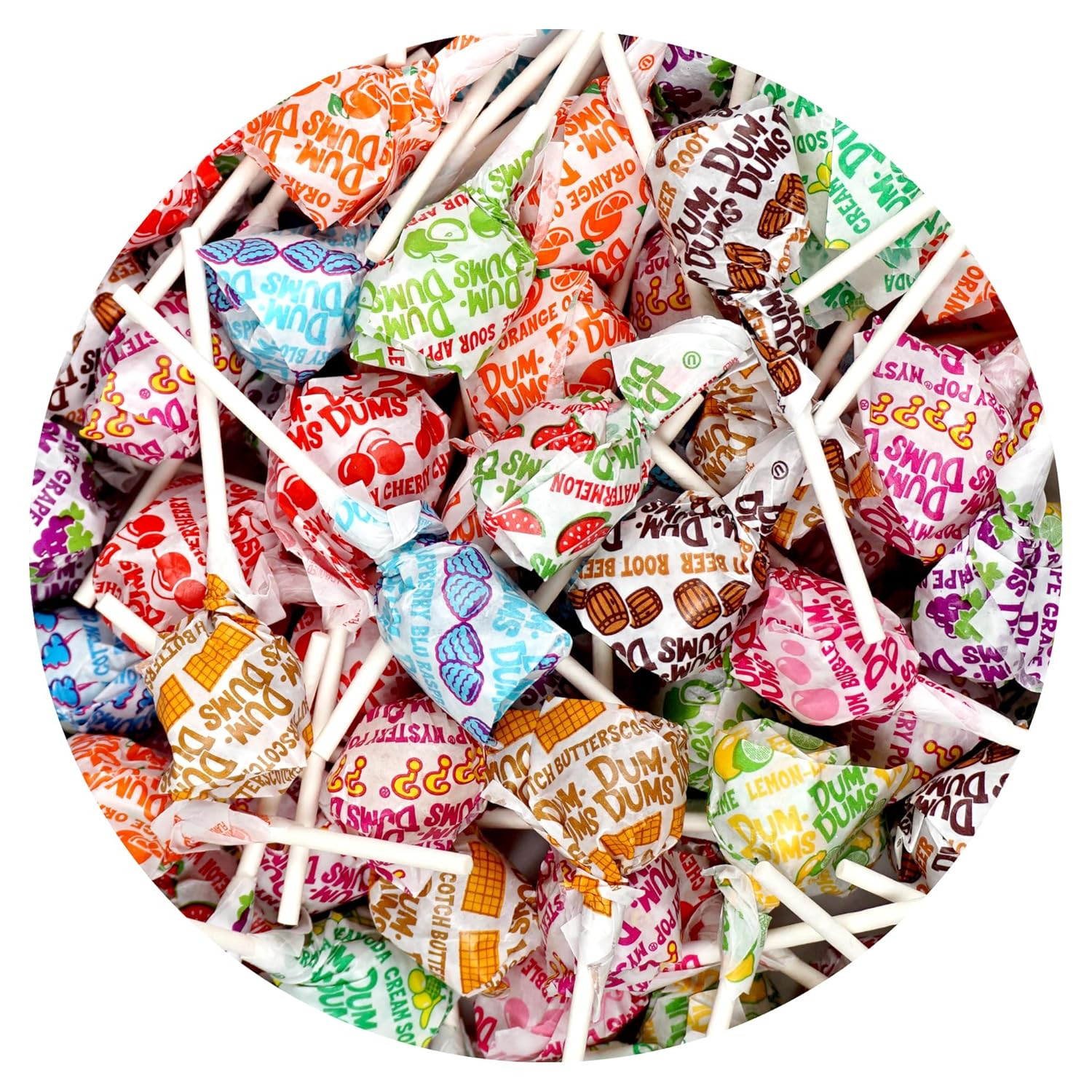 DUM DUMS Original Mix Lollipops, 1 Lb Bag (60 Pieces Approx.), Gluten Free Hard