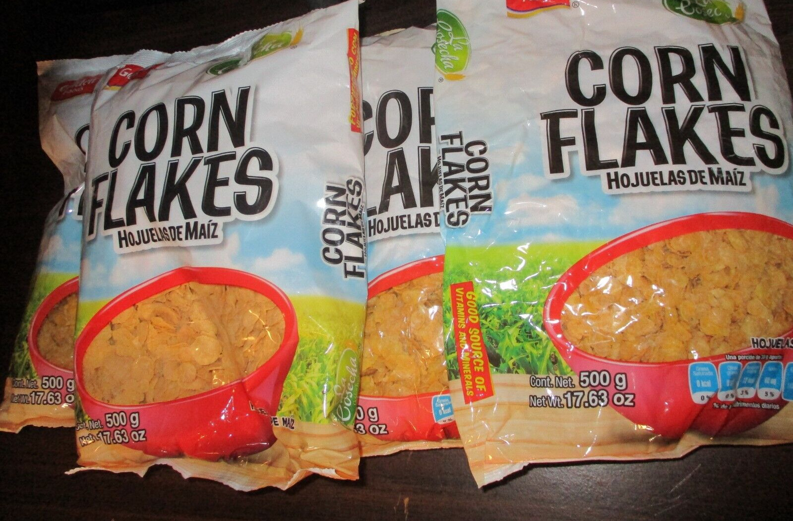 LOT OF 4 (FOUR) La Cosecha Corn Flakes (hojuelas de maiz), 17.63oz ea (BEST 2/27
