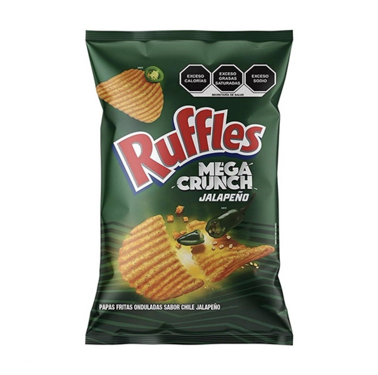 5X RUFFLES MEGA CRUNCH JALAPEÑO – SABRITAS MEXICANAS (5 Paquetes de 42g c/u)