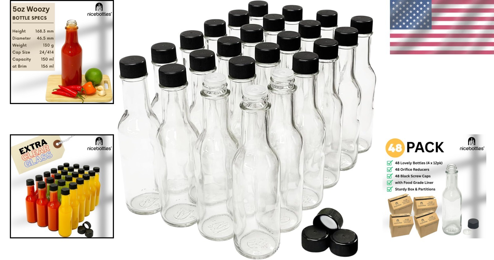 Hot Sauce Bottles 48 Pack – Homemade Sauce Storage