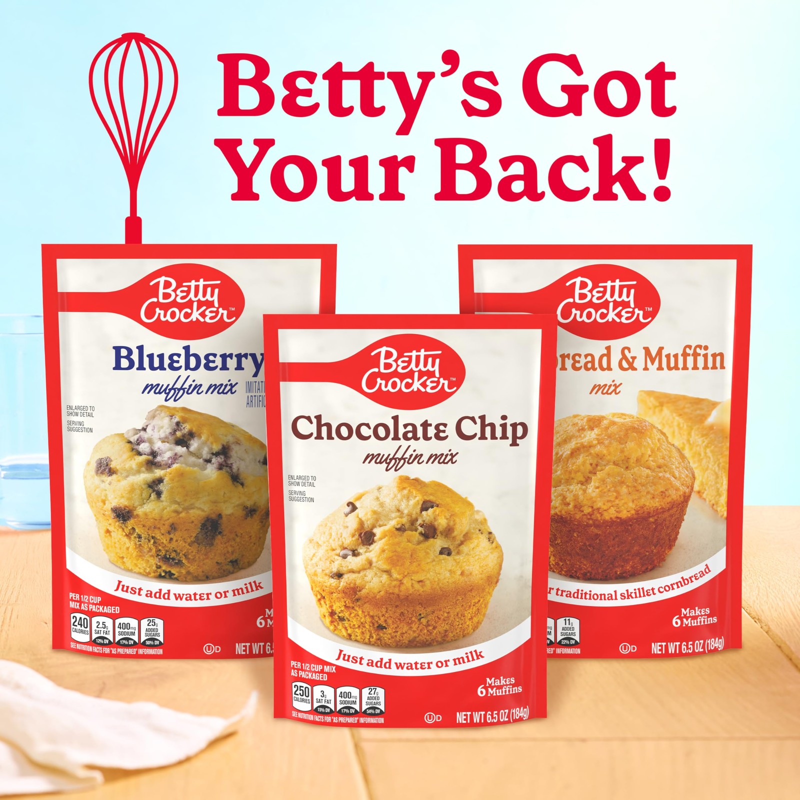 Betty Crocker Banana Nut Muffin Mix, Made With Walnuts, 6.4 Ounce (Pack of 9)