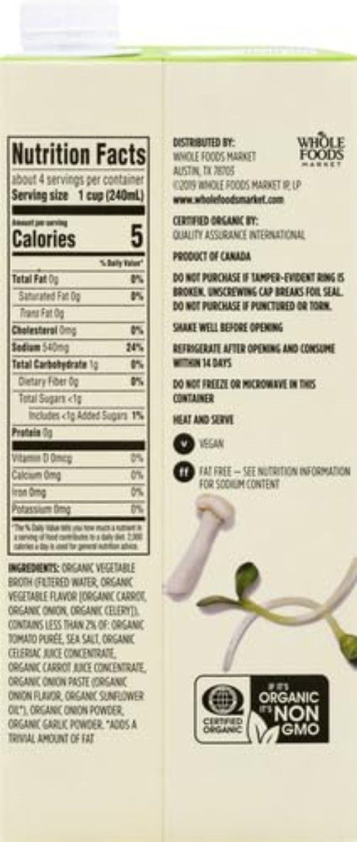 Organic Vegetable Broth, 32 Fl Oz Pack of 4