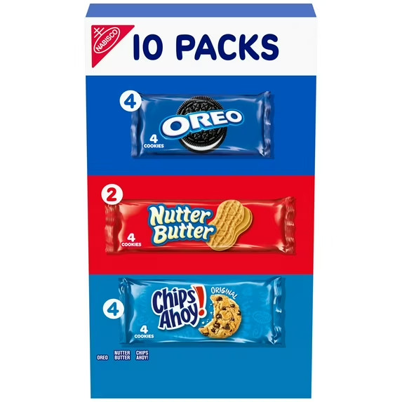 Nabisco Cookie Variety Pack, , Nutter Butter, CHIPS AHOY!, 10 Snack Packs (4 Coo