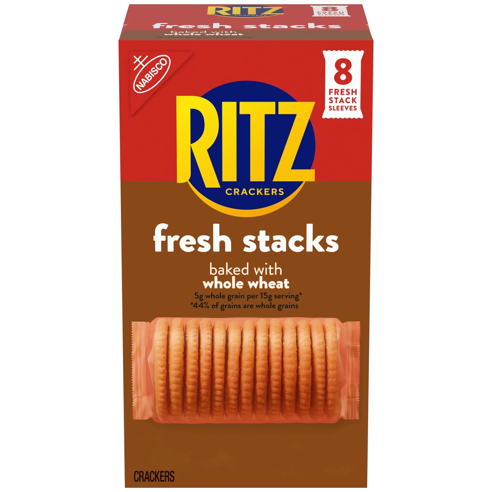 RITZ Fresh Stacks Whole Wheat Crackers, Travel Snacks, 11.6 Oz (8 Multi Snack Pa