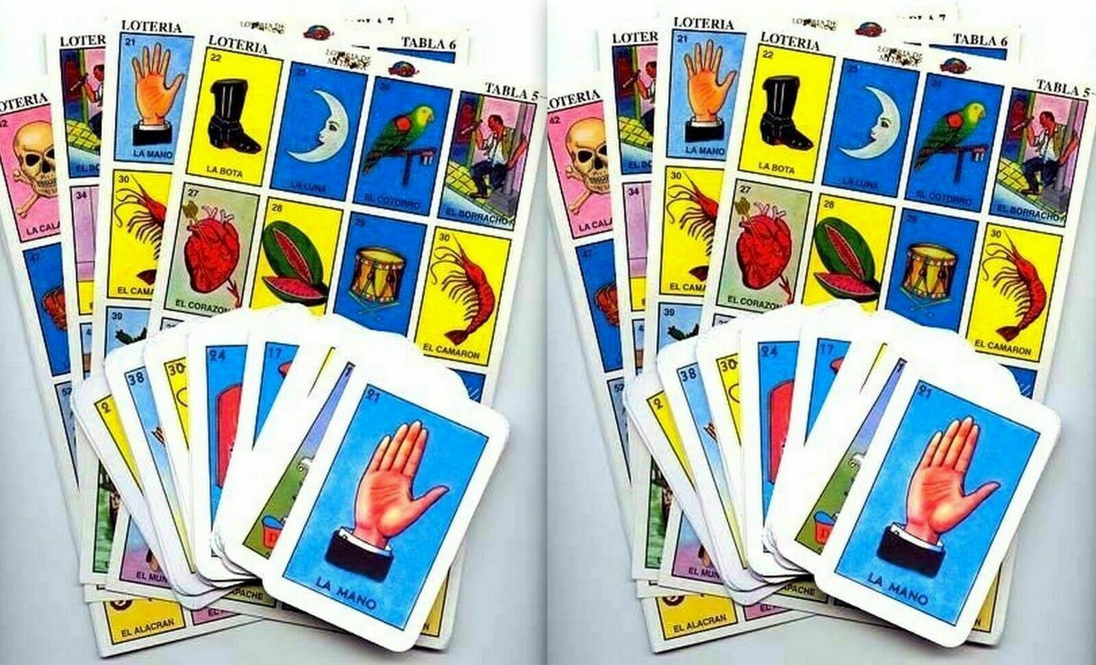 2 X Authentic Mexican Loteria Bingo Chalupa Game: 20 Boards + 2 Deck Of 54 Cards