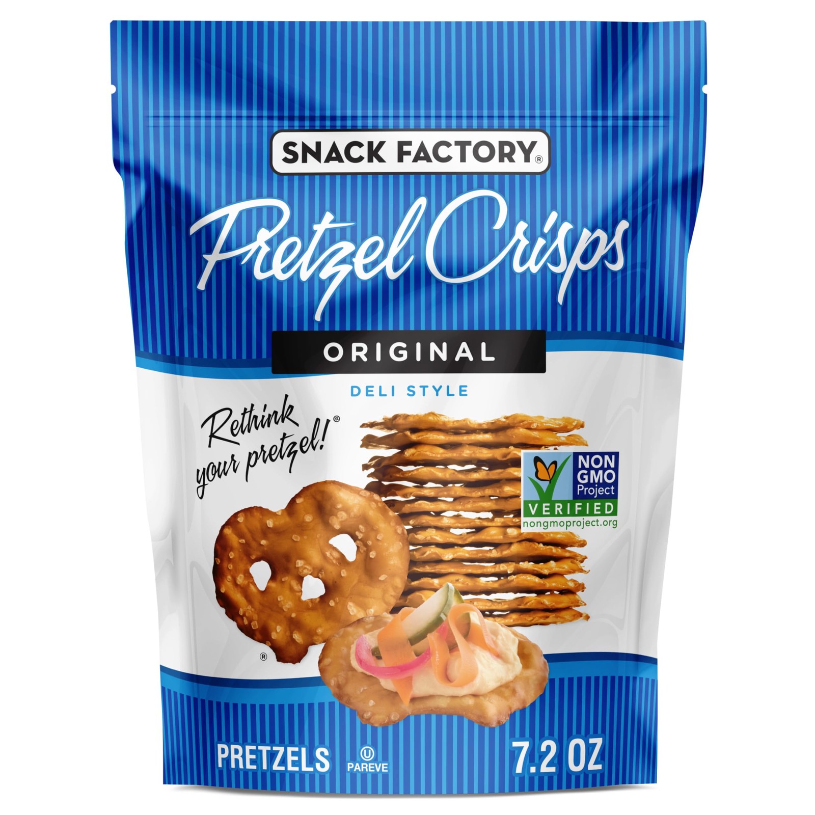 Snack Factory Original Pretzel Crisps, Non-GMO, 7.2 oz Ounce (Pack of 1)