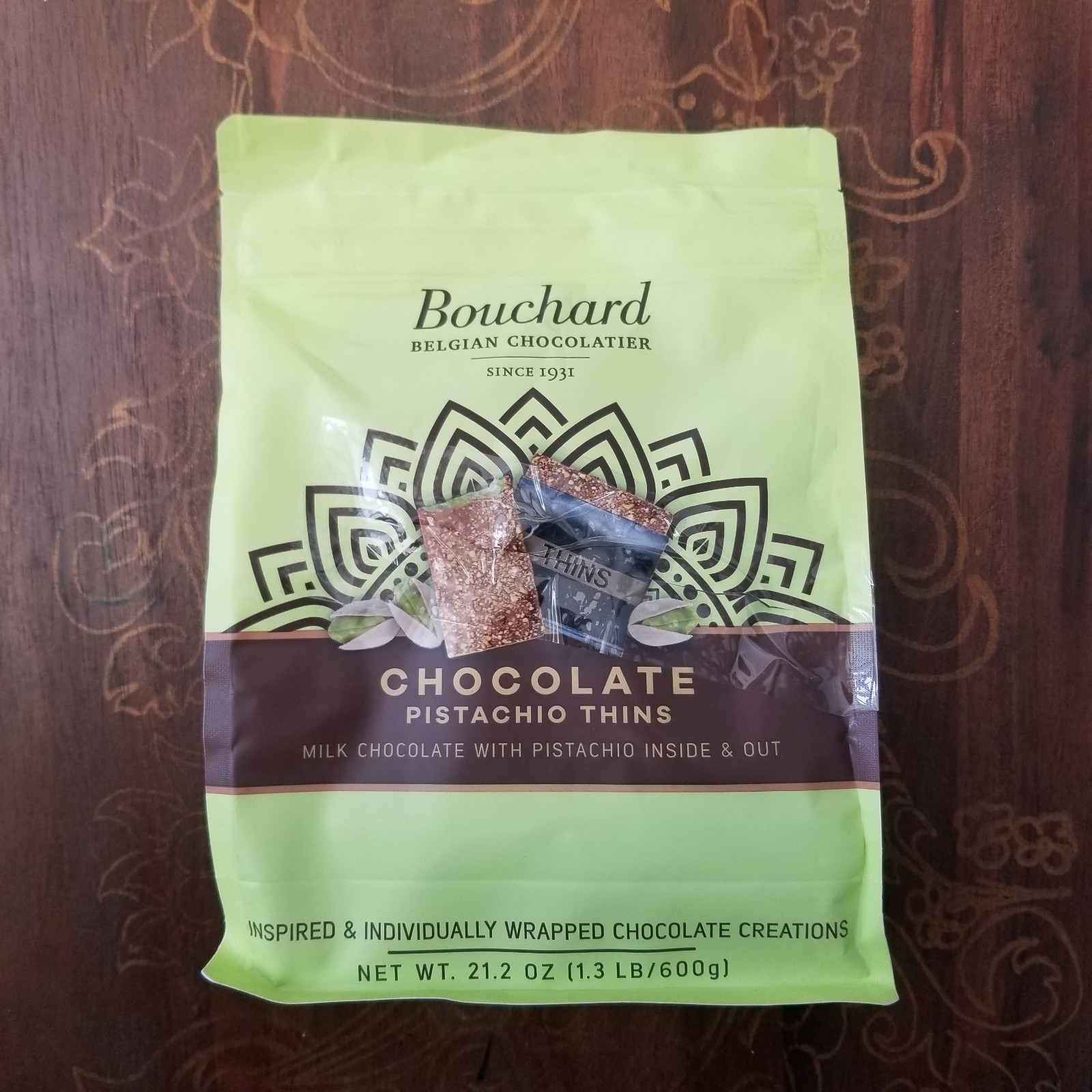Bouchard 21.2oz Chocolate Pistachio Thins – Dubai Milk Chocolate with Pistachio
