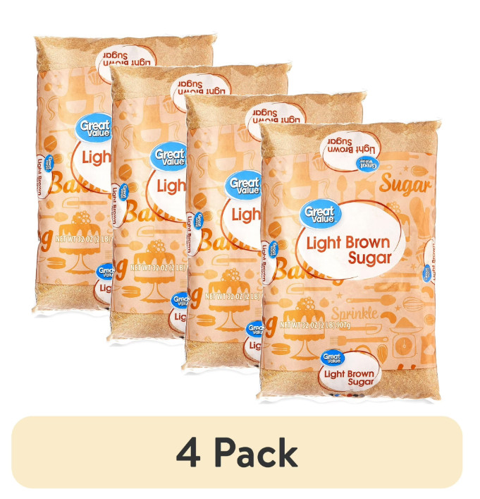 (4 pack) Great Value Light Brown Sugar, 32 oz, Free Shipping…