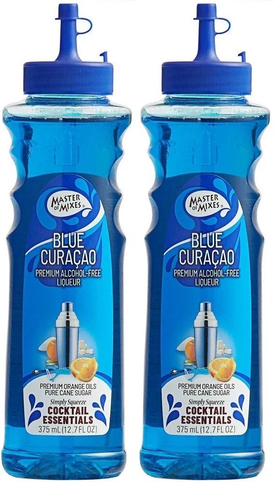 Master of Mixes Cocktail Essentials Blue Curacao, 375 ML Bottle 2 PACK