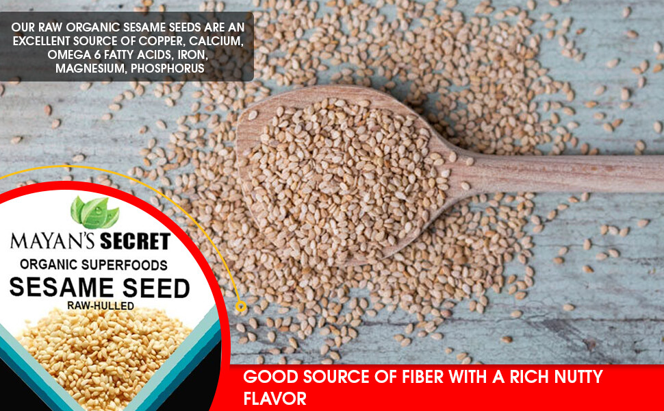 Mayan’s Secret Certified Organic hulled Sesame Seeds, 2 Lbs – Gluten Free, Raw,