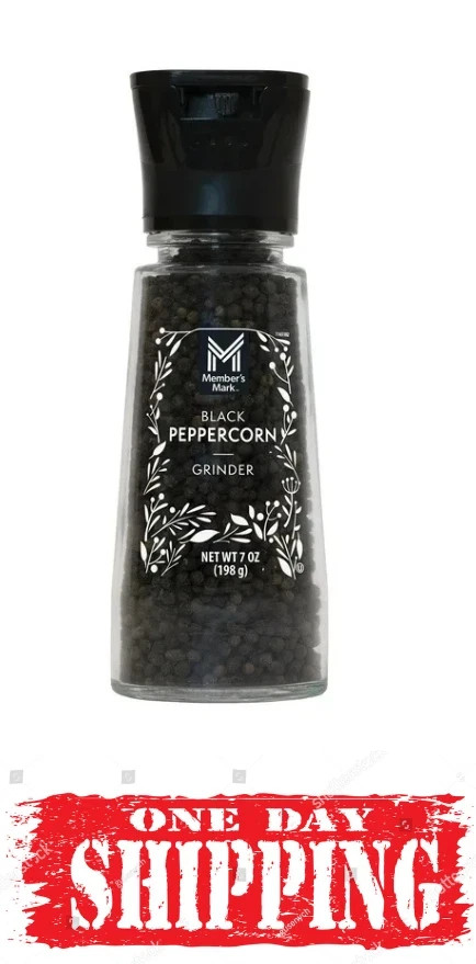 Member’s Mark Black Pepper Grinder, 7 Oz . Grind from Coarse to Fine