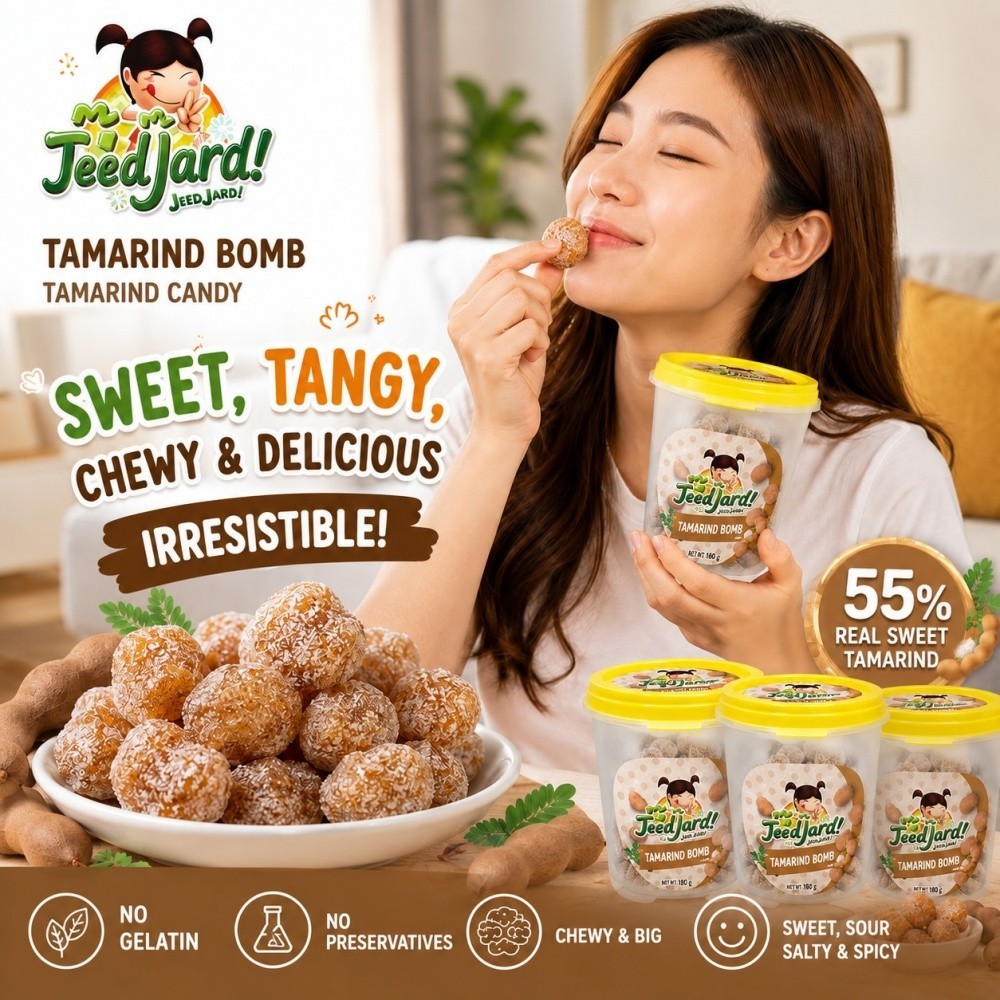 JeedJard Tamarind Bomb Candy 180g x4 Thai Sweet Sour Tamarind Snack 720g