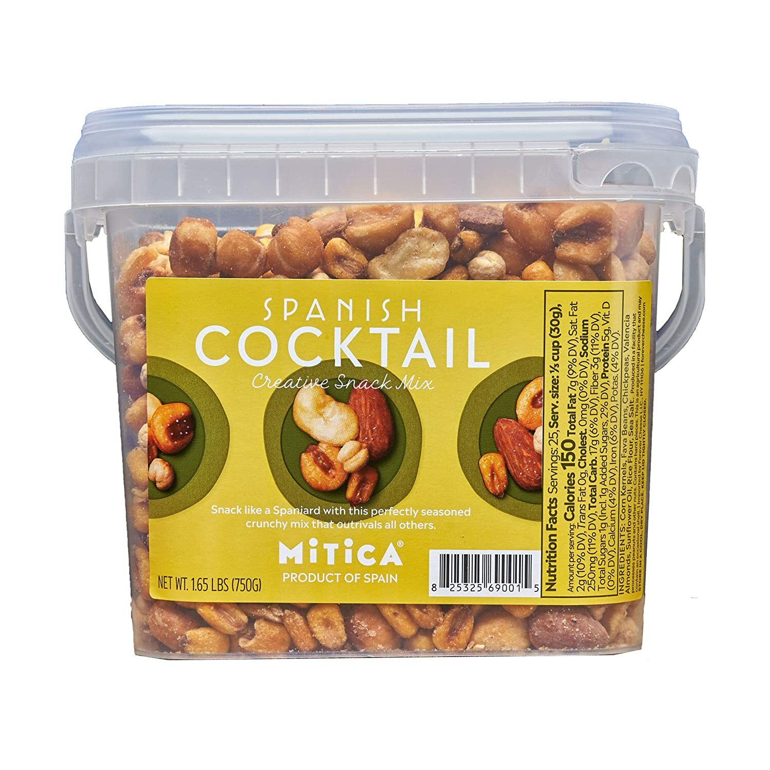 Mitica Spanish Cocktail Mix Nuts-1.65 Lb Tubs- 6 Pack Case
