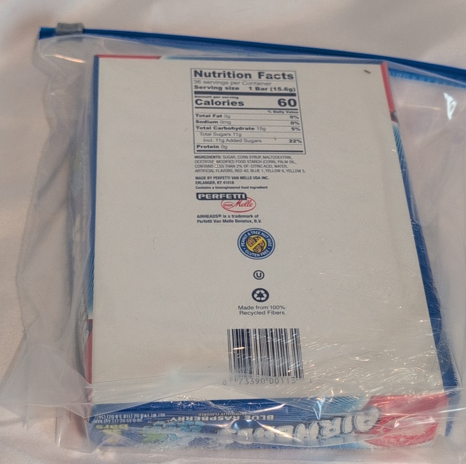 36 Bars of AIRHEADS Blue Raspberry Full Size .55oz